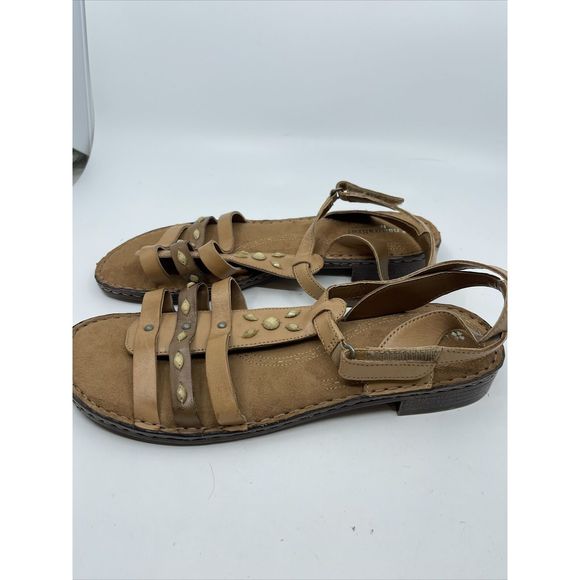 Naturalizer Size 12W Brown Leather Gladiator Sandals Beaded Rhapsody - Picture 2 of 7